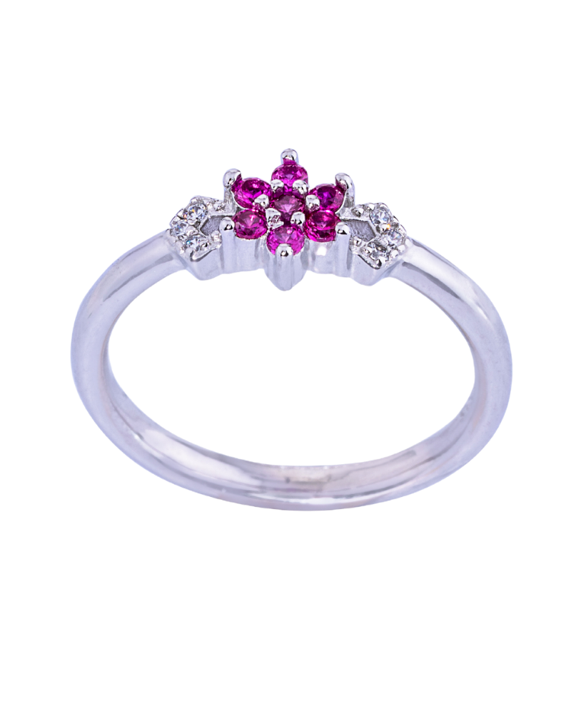 Rosy Glow Silver Ring