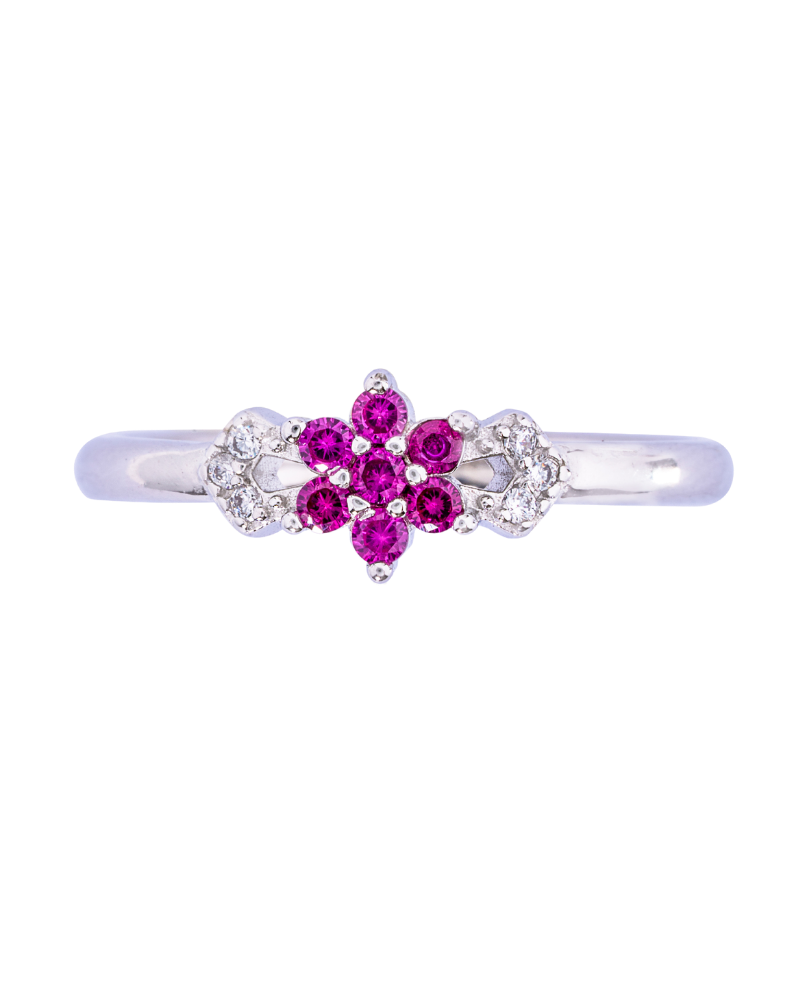 Rosy Glow Silver Ring