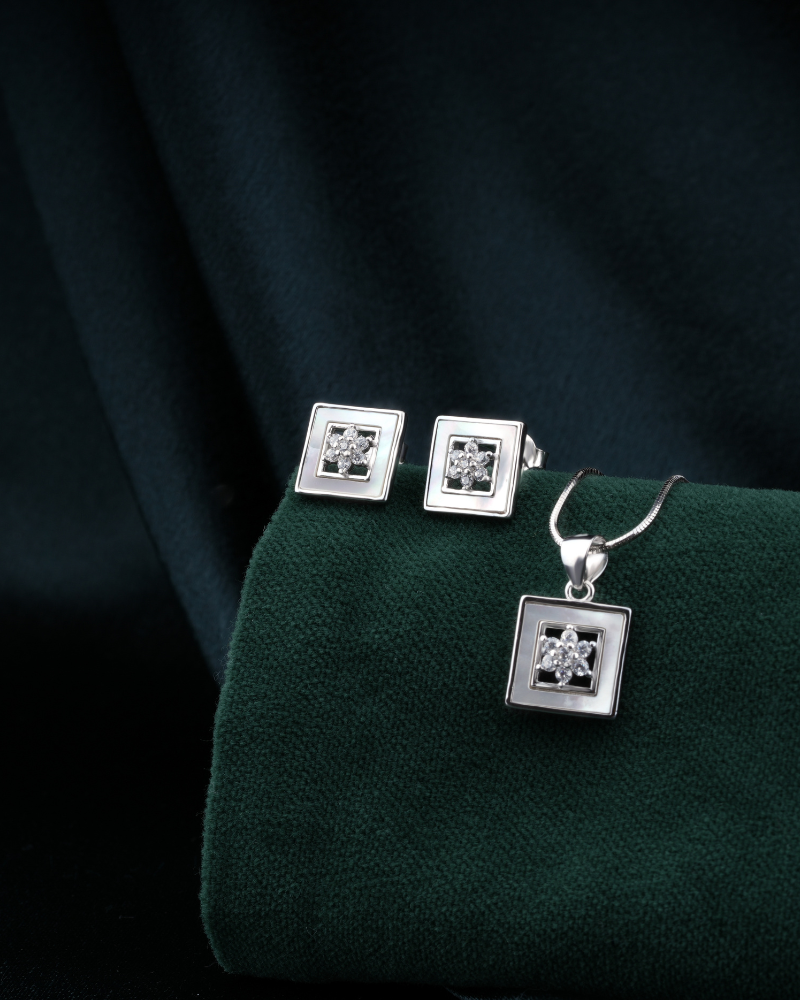 Gold-Finish Silver Pendant Set