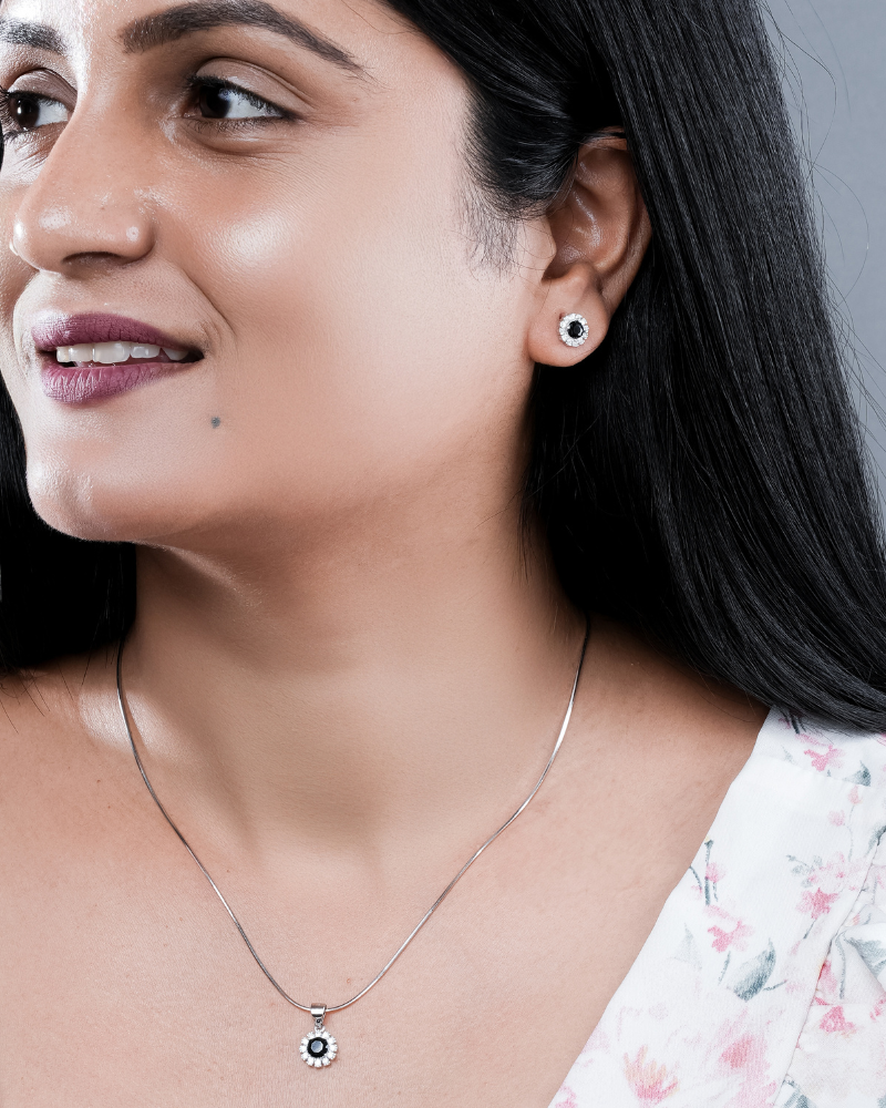 Sterling Silver Circular Pendant Set