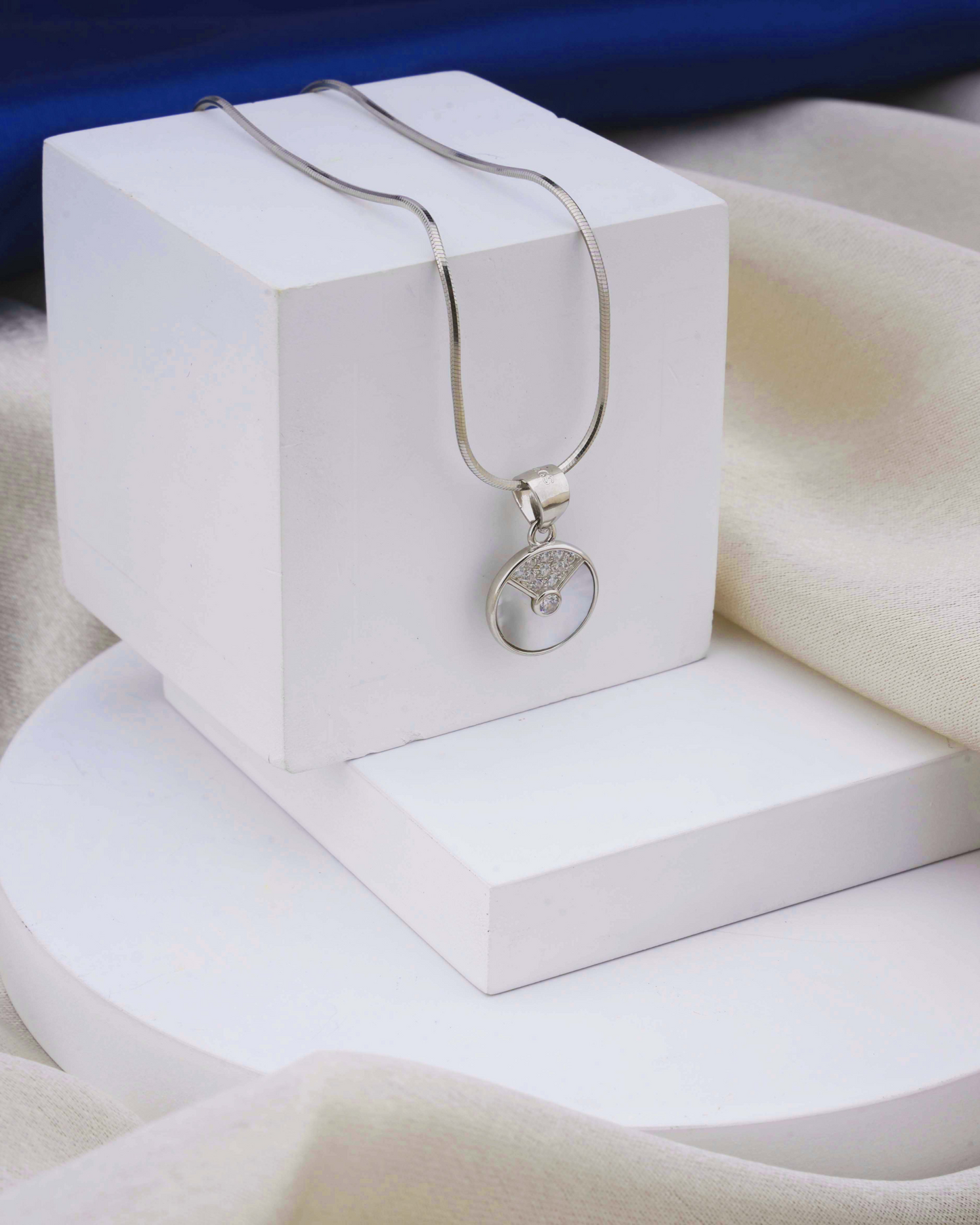 Teardrop Gemstone Pendant with Silver Chain