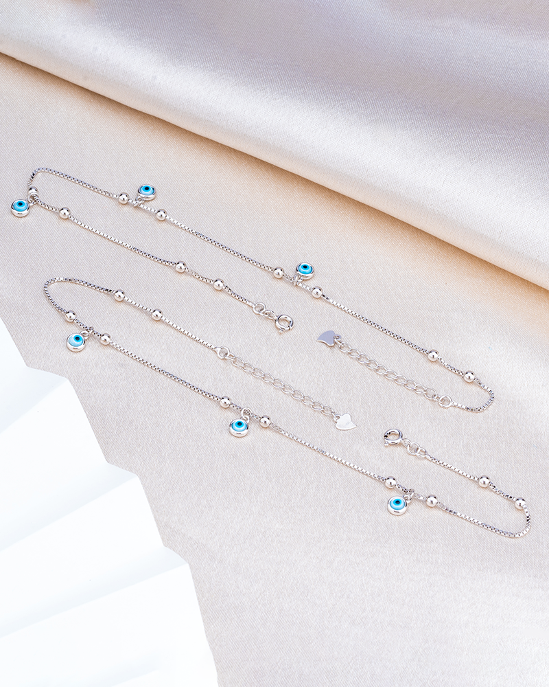 Silver Floral Leaf Anklet