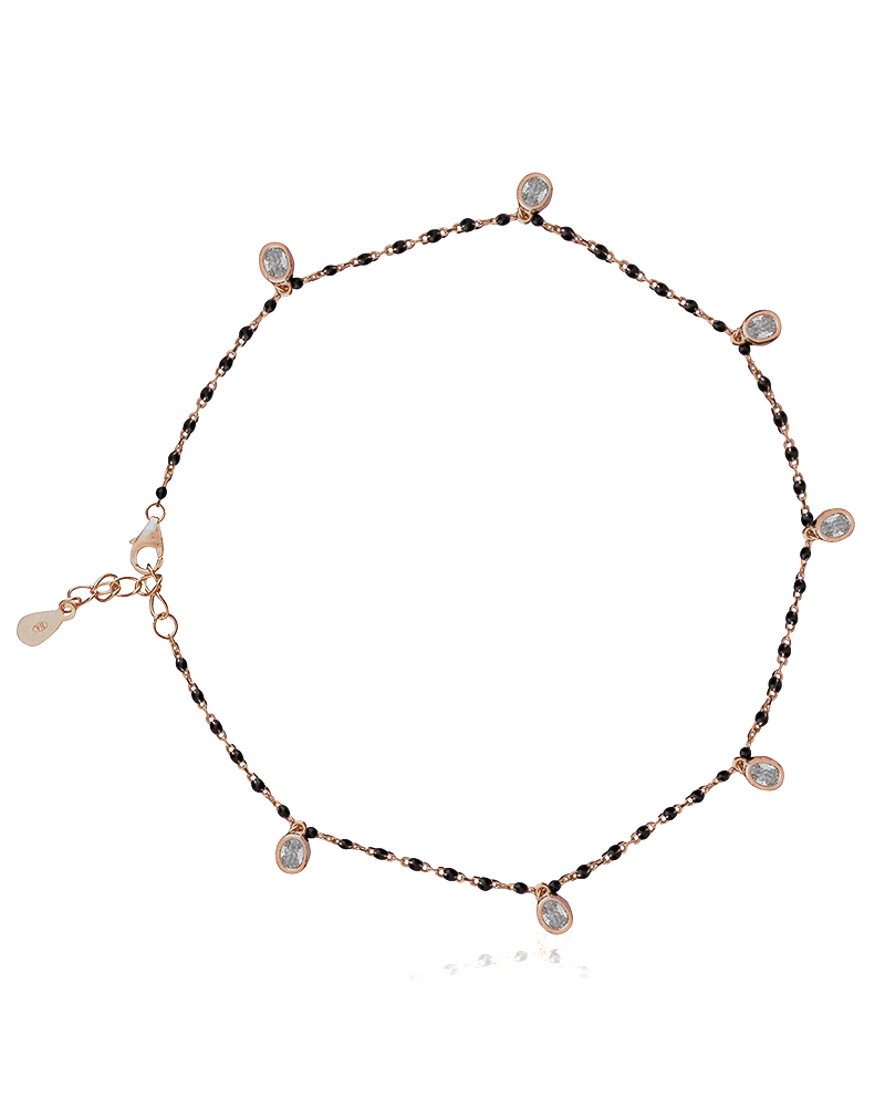 Black Bead Elegant Stone Anklet