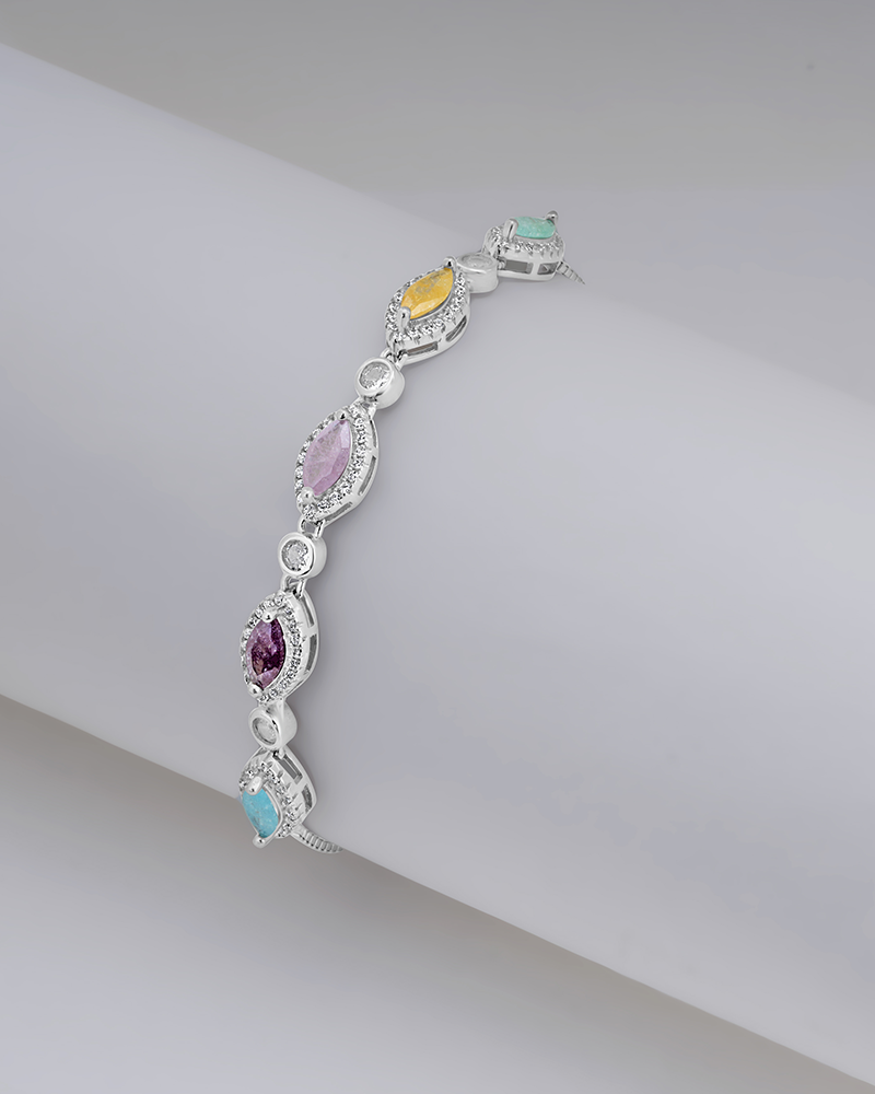 Colorful Hearts Silver Bracelet