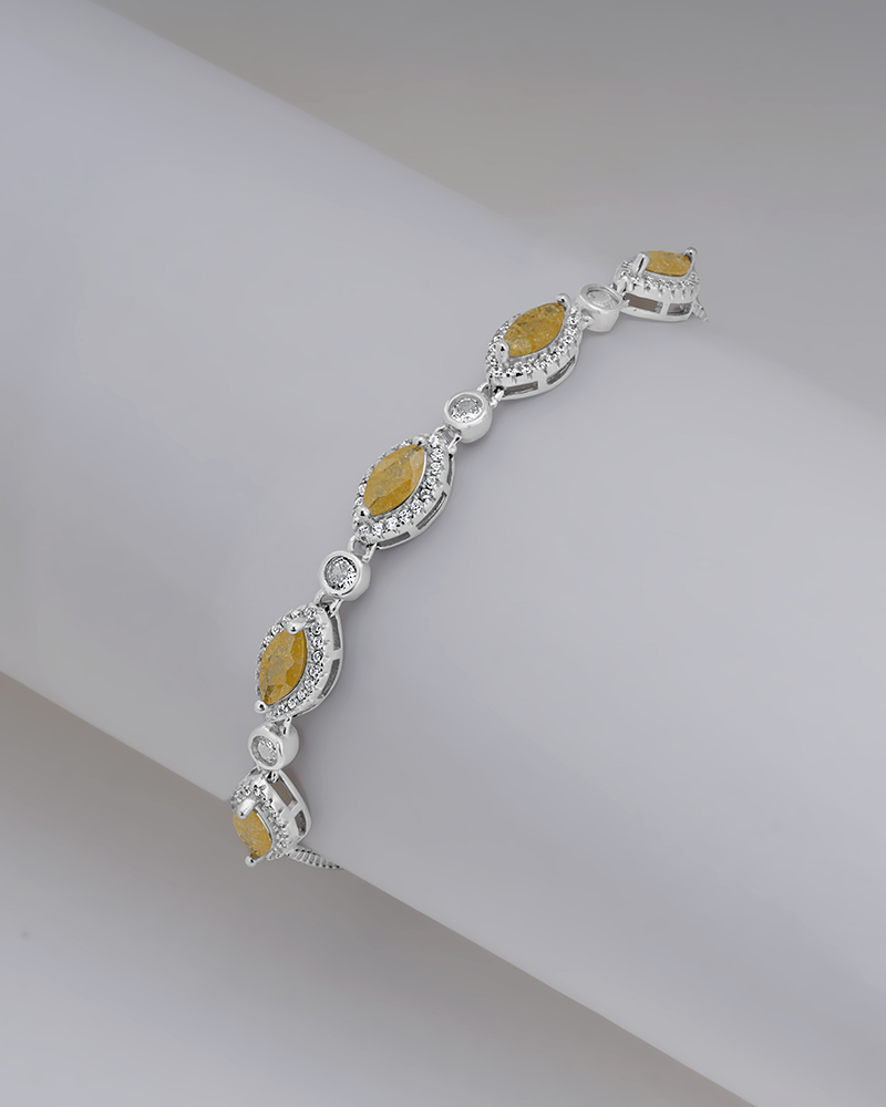 Golden Drops Silver Chain Bracelet