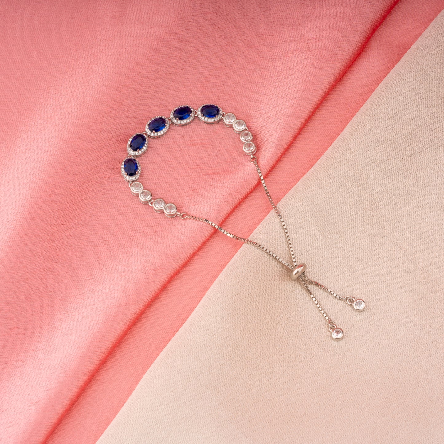 Deep Blue Drop Silver Bracelet