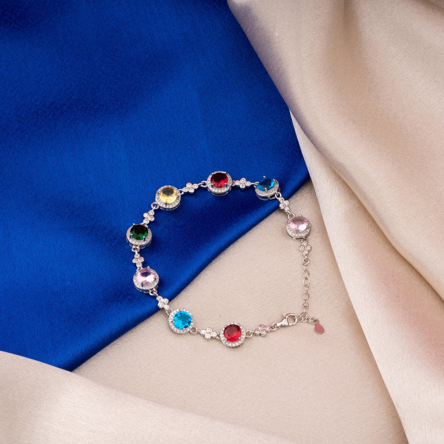 Multicolor Bead Silver Bracelet