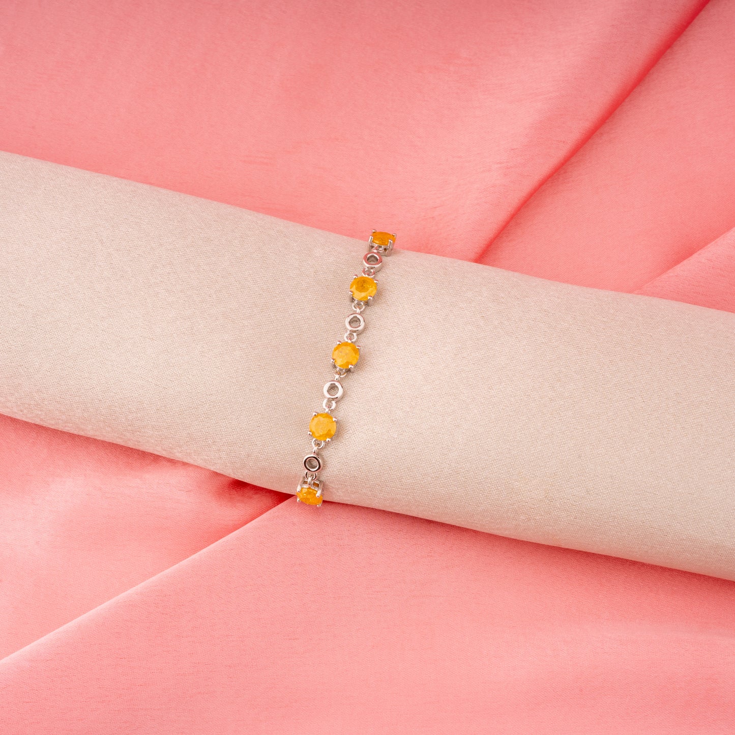 Golden Drops Silver Chain Bracelet