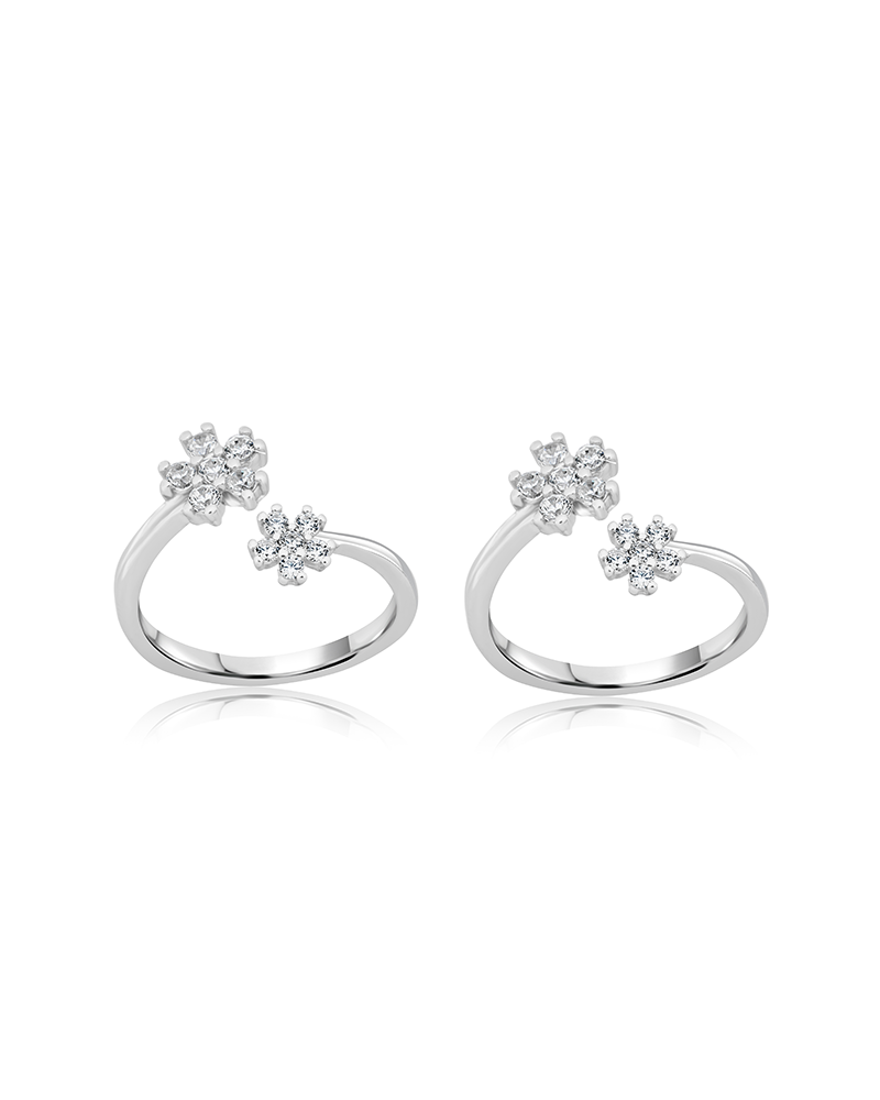 Silver Flower Sparkle Toering