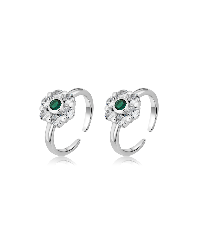Green Stone Blossom Ring