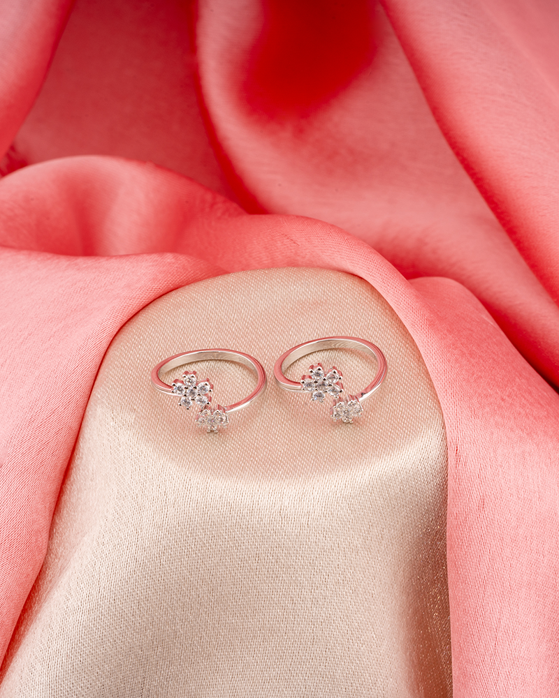 Silver Flower Sparkle Toering