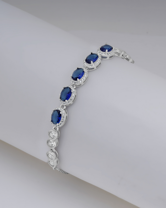Deep Blue Drop Silver Bracelet