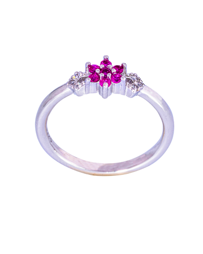 Rosy Glow Silver Ring