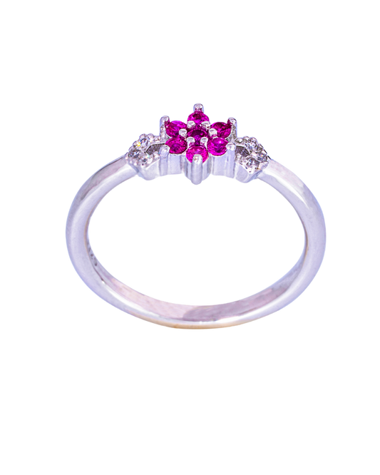 Rosy Glow Silver Ring