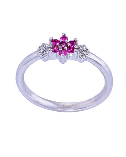 Rosy Glow Silver Ring
