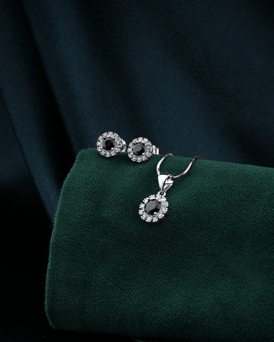 Sterling Silver Circular Pendant Set