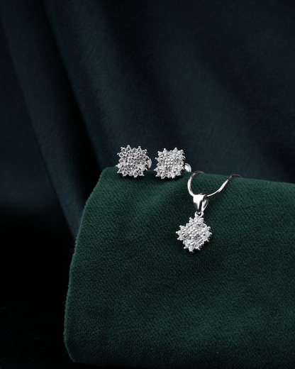 Silver Pendant Set with Red Accent