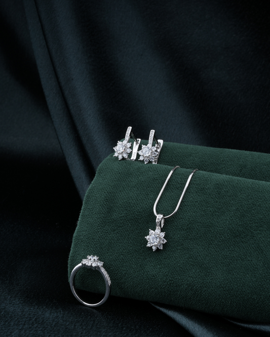 Long Oval Sterling Silver Pendant Set