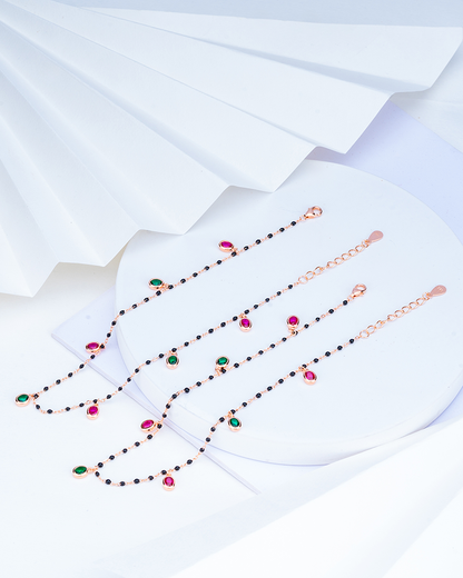 Black Bead Elegant Stone Anklet