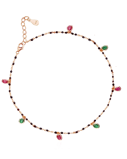 Black Bead Elegant Stone Anklet