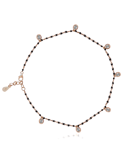 Black Bead Elegant Stone Anklet