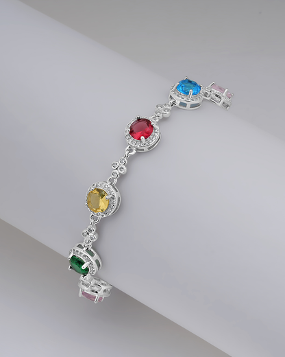 Multicolor Bead Silver Bracelet