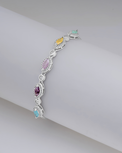 Colorful Hearts Silver Bracelet