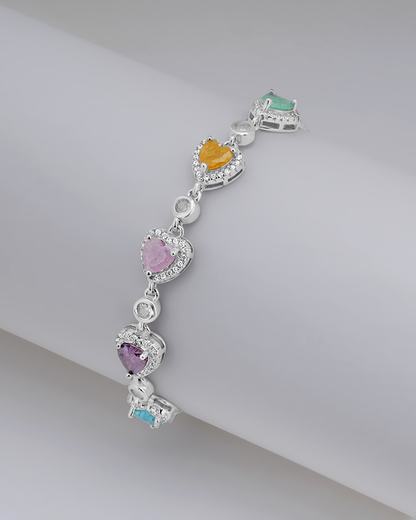 Colorful Hearts Silver Bracelet