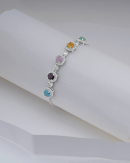 Colorful Hearts Silver Bracelet