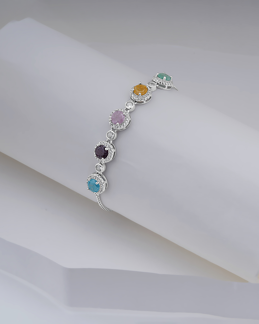 Colorful Hearts Silver Bracelet