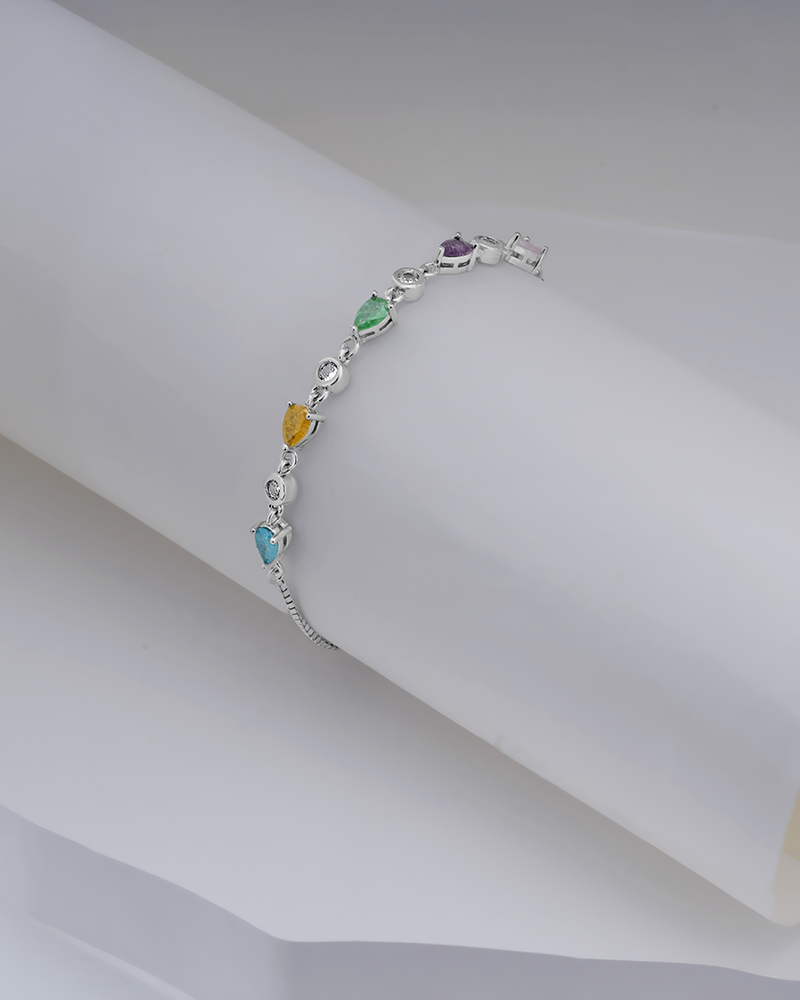 Colorful Hearts Silver Bracelet