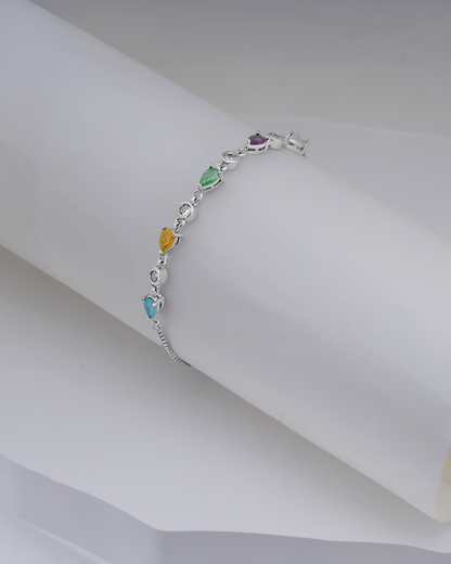 Colorful Hearts Silver Bracelet