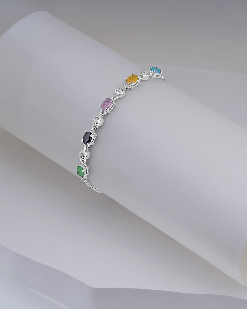 Colorful Hearts Silver Bracelet
