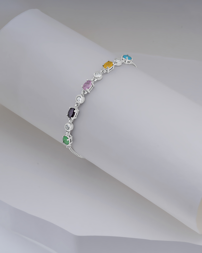 Colorful Hearts Silver Bracelet