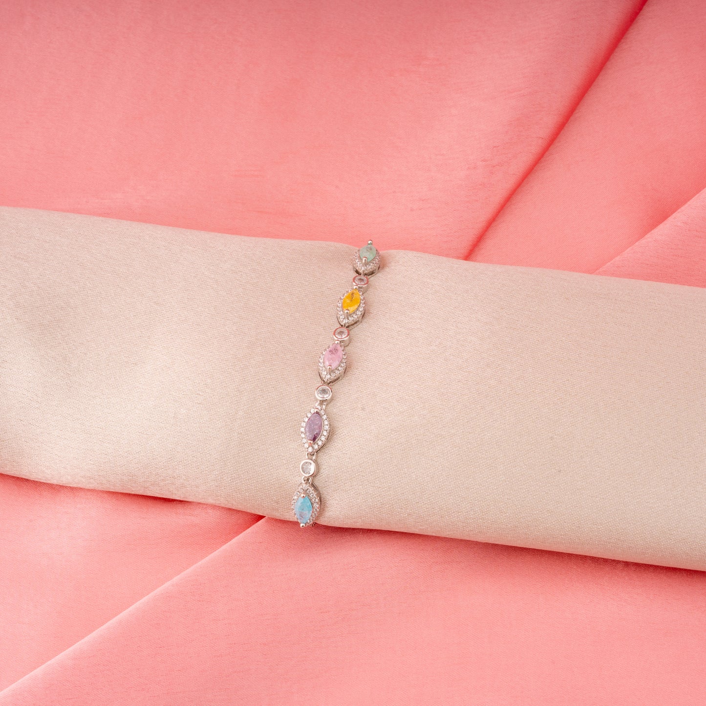 Colorful Hearts Silver Bracelet