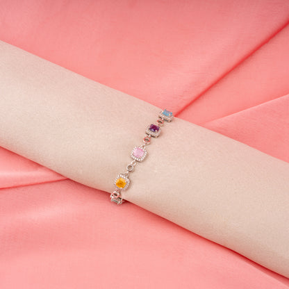 Colorful Hearts Silver Bracelet