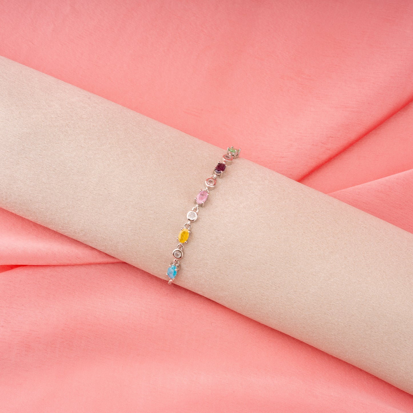 Colorful Hearts Silver Bracelet