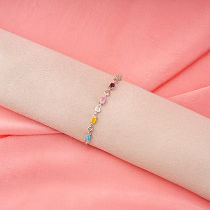 Colorful Hearts Silver Bracelet