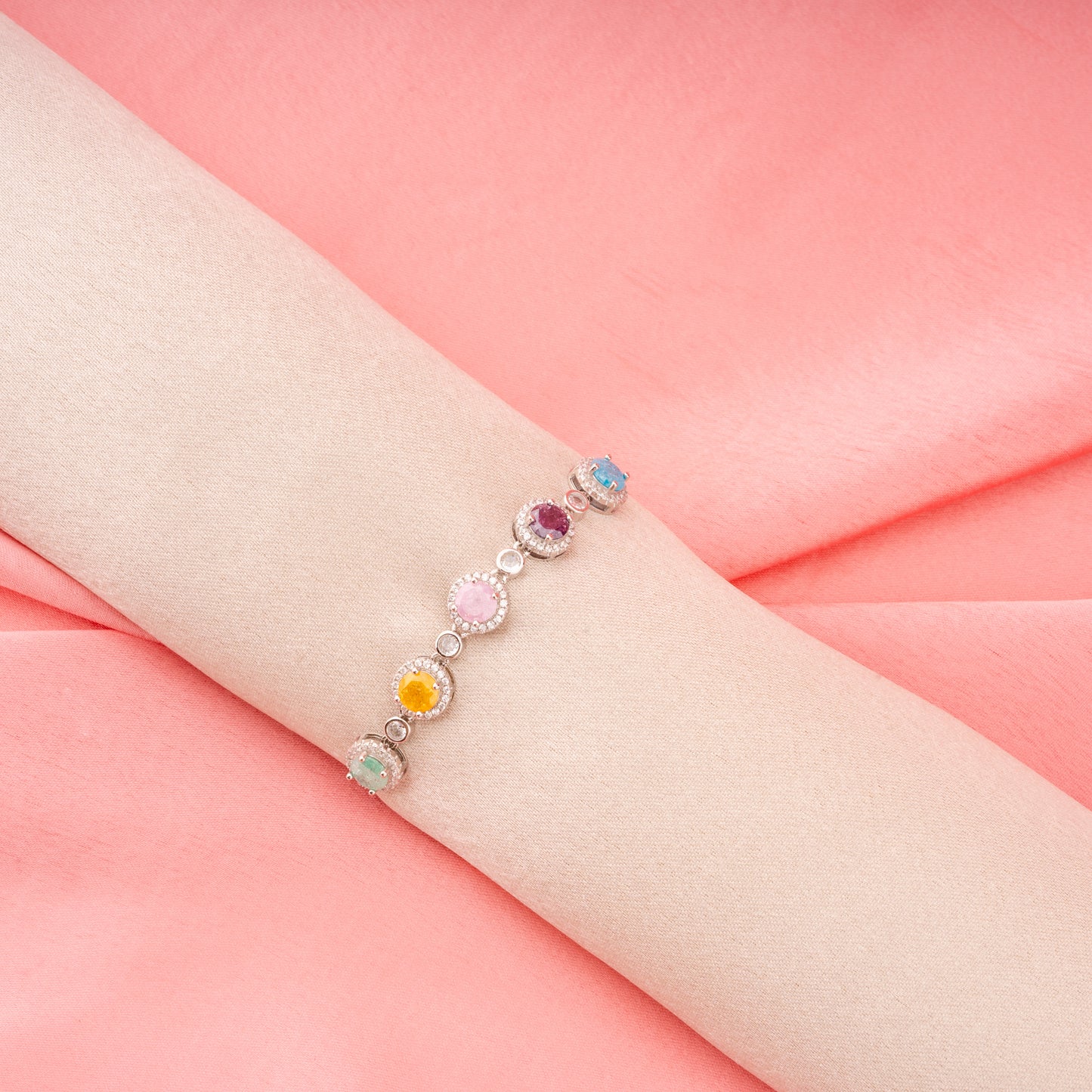 Colorful Hearts Silver Bracelet
