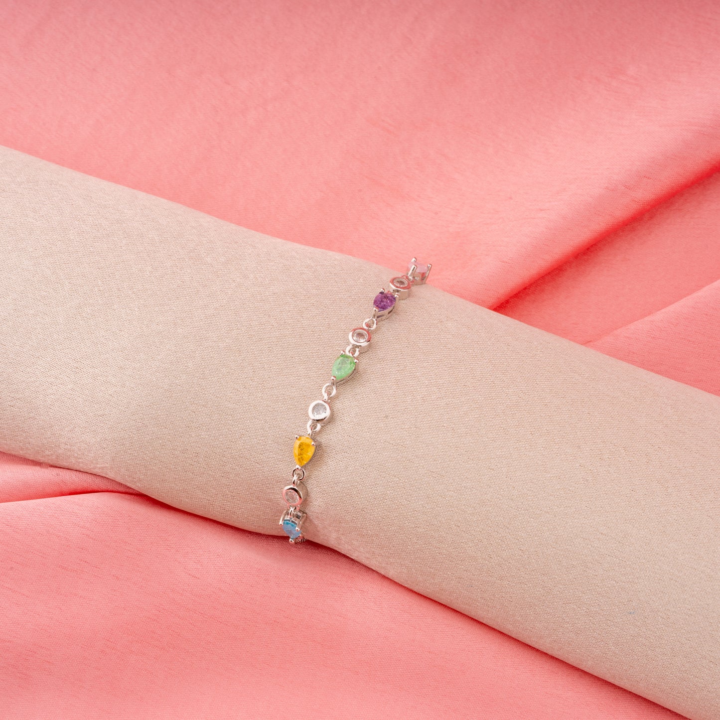 Colorful Hearts Silver Bracelet