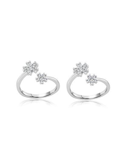 Silver Flower Sparkle Toering