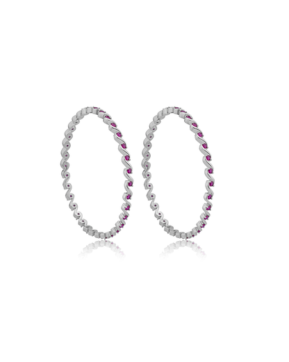 Pink & White Silver Bangle