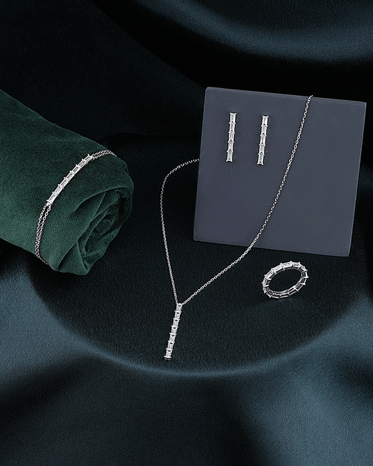Elegant Sterling Silver Pendant Necklace Set