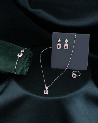 Luxury Sterling Silver Pendant and Earring Set
