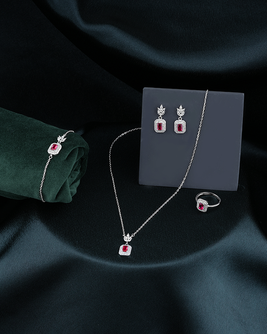 Luxury Sterling Silver Pendant and Earring Set