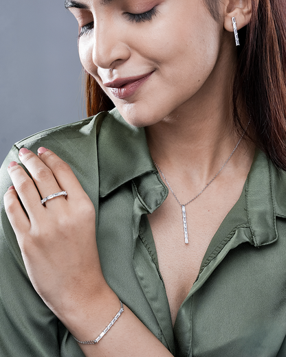 Elegant Sterling Silver Pendant Necklace Set