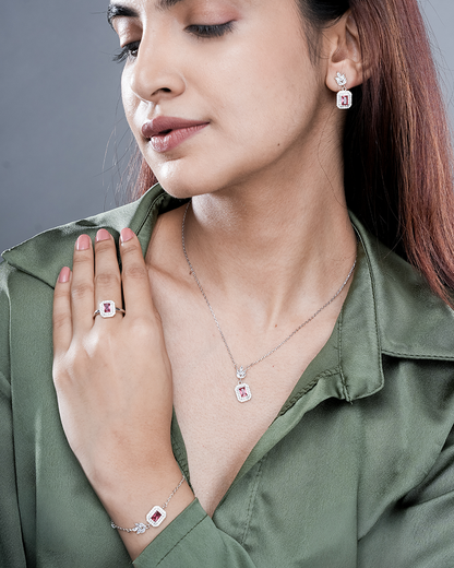 Luxury Sterling Silver Pendant and Earring Set