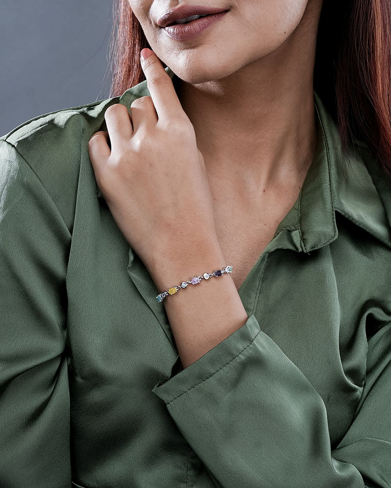 Colorful Hearts Silver Bracelet